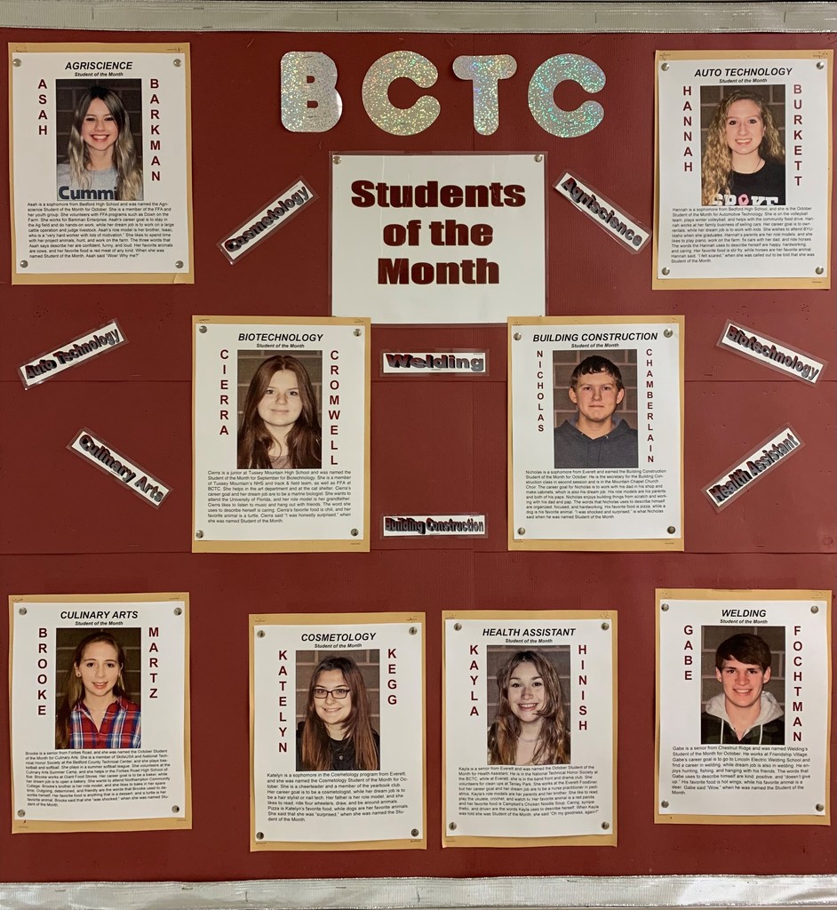 BCTC October Students of the Month